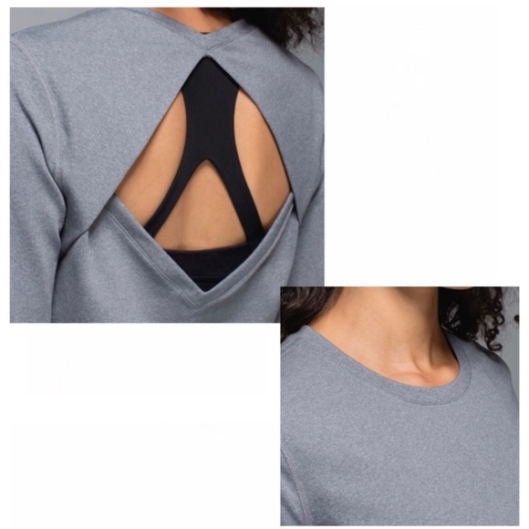 LULULEMON Back Up Diamond Cut Out Back Long Sleeve in Heathered Slate Gray - Picture 10 of 10